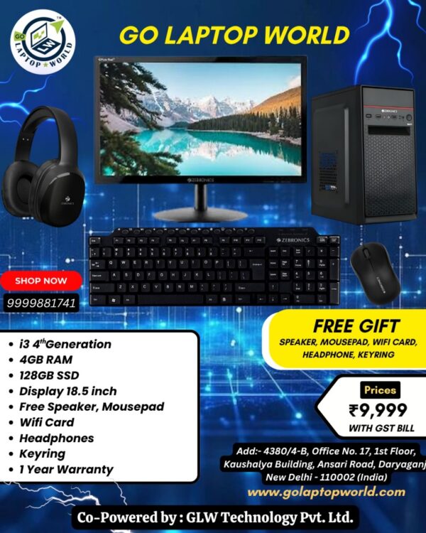 New Assembled Desktop - Core i3 4th Gen, 4GB, 128GB SSD, Windows 11