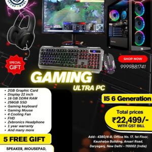 New Assembled Gaming Ultra PC – Core i5 6th Gen, 16GB, 256GB SSD, 2GB Graphics, Windows 11