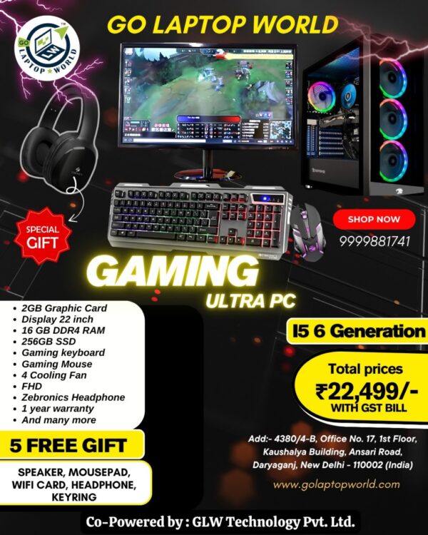 New Assembled Gaming Ultra PC – Core i5 6th Gen, 16GB, 256GB SSD, 2GB Graphics, Windows 11